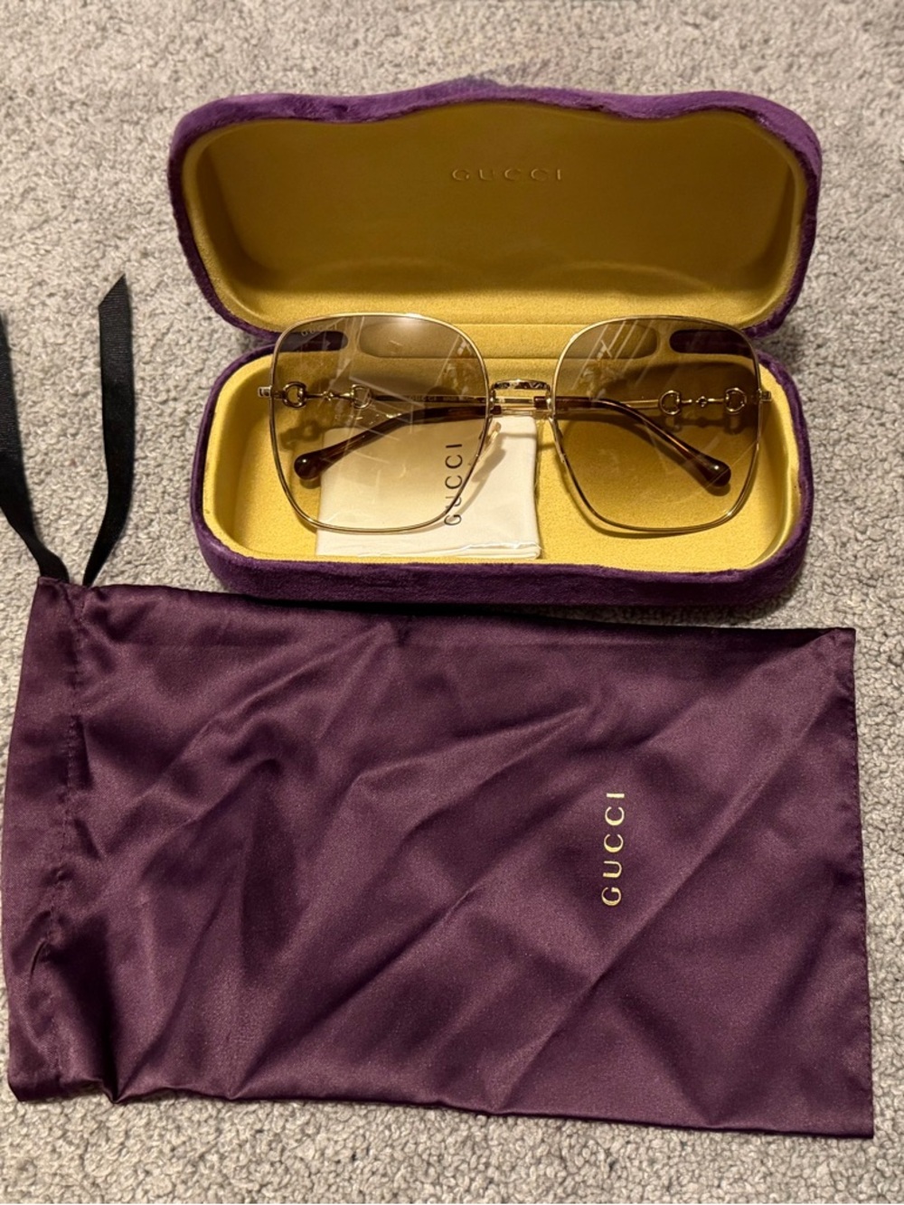 Gucci Women's Oversized Gradient Brown Sunglasses with Gold Frame